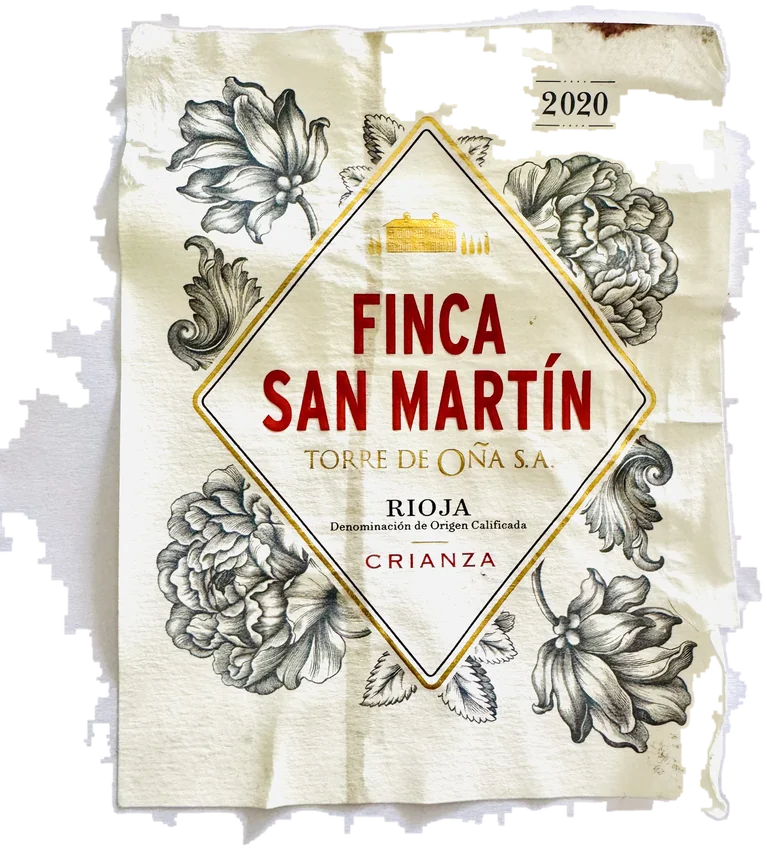 Etiqueta física de Finca San Martín, Rioja Crianza 2020